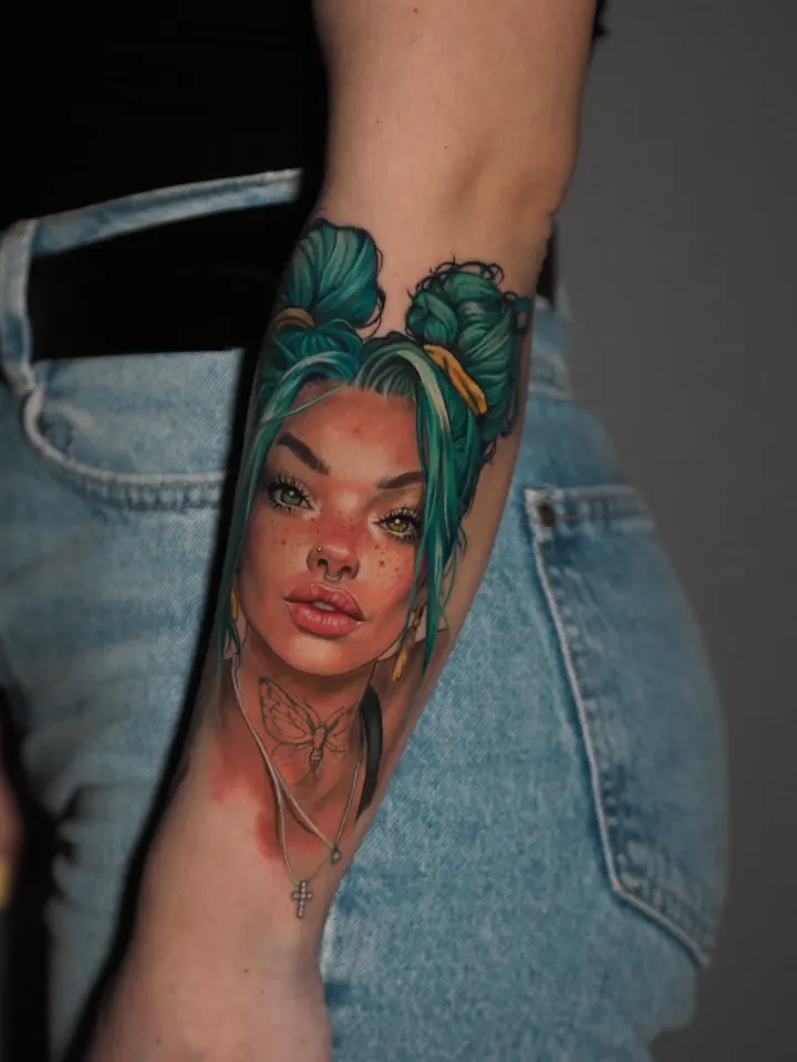 Портрет на предплечье — мастер Александр Хохлов, MAIN Tattoo, Санкт-Петербург
