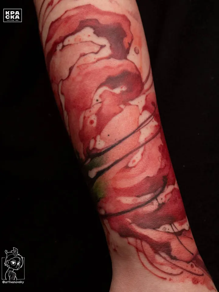 Акварель на всю руку — мастер Софья Ивановская, MAIN Tattoo, Санкт-Петербург